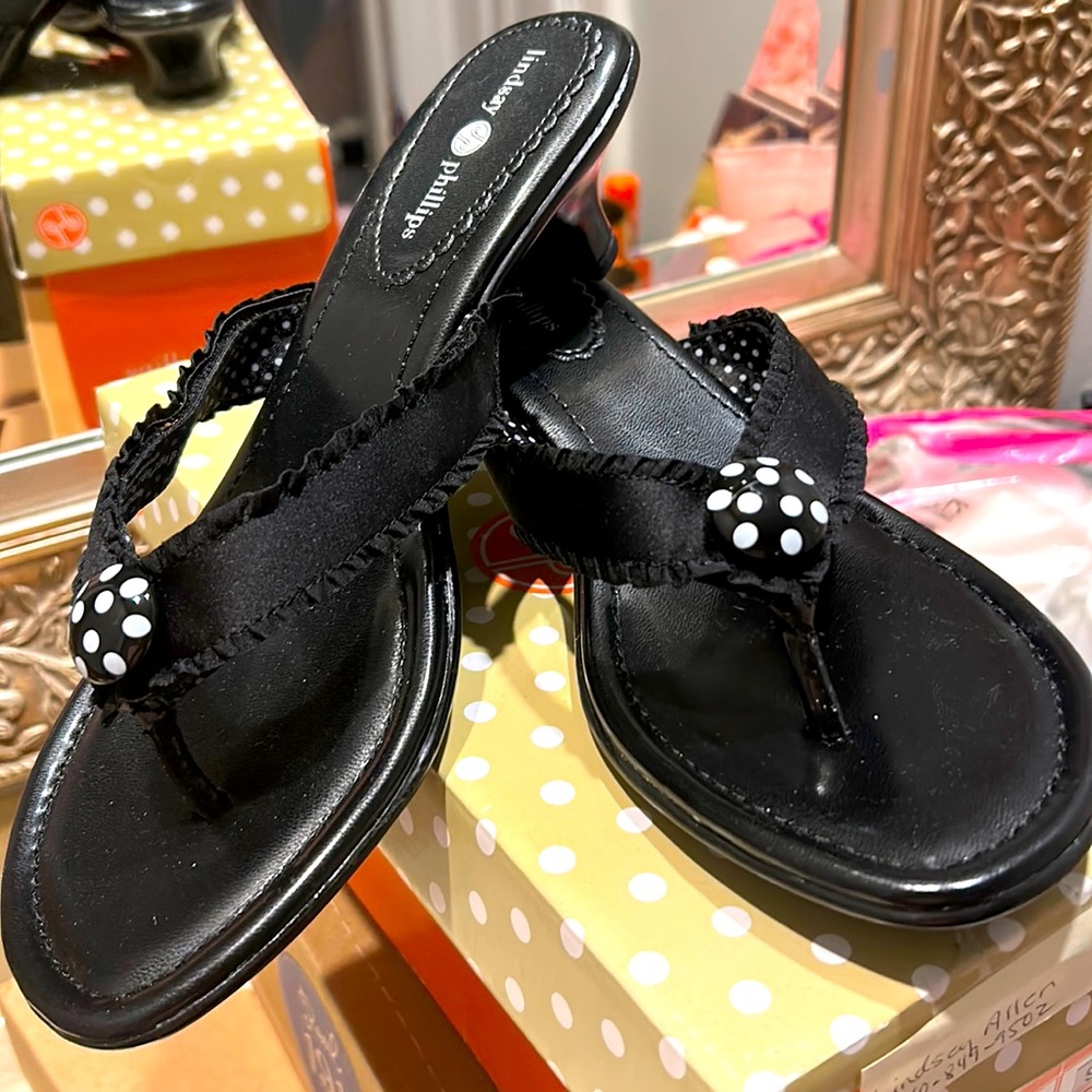 Lindsay Phillips heeled thong sandals - new, never worn